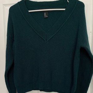 Green V-Neck Sweater